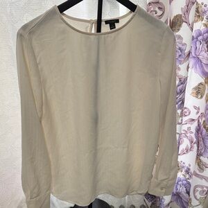 Banana Republic Neutral Cream Long-Sleeve Shell Blouse